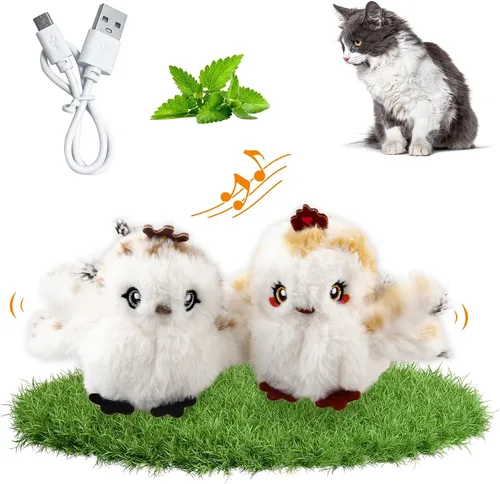 Miniatura 9 de Gigwi Flappy Bird - Juguete para gatos de interior, recargable y realista, juguete interactivo para gatos, pájaro aleteado, alas y canto animado