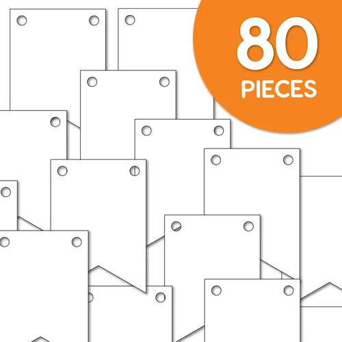 Miniatura 4 de 80 banderas de papel para bricolaje, banderines blancos, grandes (3.75 x 5 pulgadas), banderines en blanco hechos en Estados Unidos