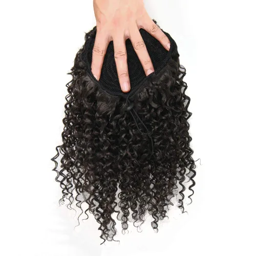 Miniatura 5 de Extensión de cola de caballo corta afro rizada para cola de caballo afroamericana, extensión de cola de caballo sintética afro rizada para mujeres