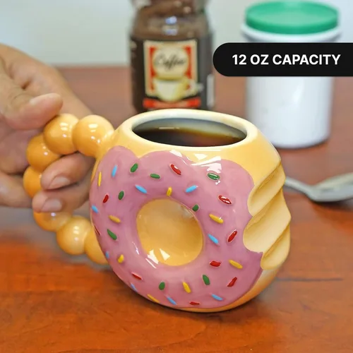 Miniatura 3 de Fairly Odd Novelties DONUT TOUCH MY COFFEE Taza Fairly Odd Novelties-12oz de Cerámica con Forma para Té Cacao, Talla Única, Marrón, FON-10288