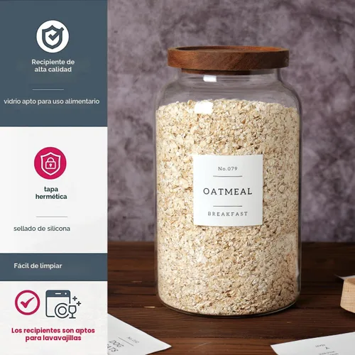 Miniatura 6 de CZSZYGHBAO 2 piezas de tarro grande de vidrio con tapa hermética, tarros de vidrio para almacenamiento de alimentos para té, especias, cereal, 94.7