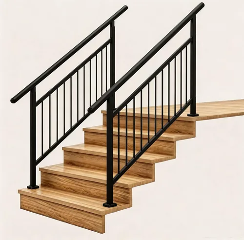 Miniatura 33 de Pasamanos para escalones al aire libre adecuados para 1 a 3 escalones, barandilla de escalera de hierro forjado, paso estable con pasamanos de 3