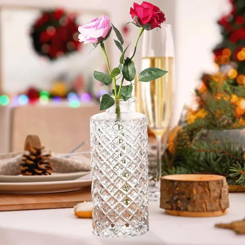 Miniatura 4 de Botellas de vidrio transparente con tapas, jarrones a granel, juego de 12 mini jarrones de flores para decoración de mesa, botella pequeña