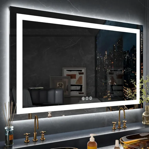 Miniatura 8 de LOAAO Espejo de Baño LED de 40"X32" con Luces, Antivaho, Regulable, Retroiluminación RGB + Iluminación Frontal, Espejo de Tocador de Baño