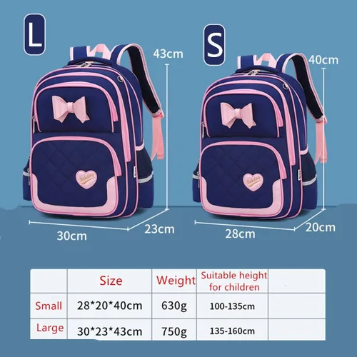 Miniatura 21 de Juego de 2 mochilas escolares con lazos para niñas y estudiantes, diseño de princesa para escuela primaria, 2pcs Negro-s, 2Pcs BagSet S