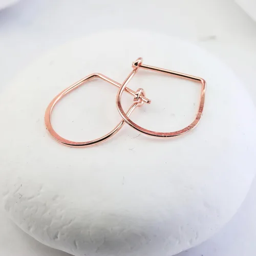 Miniatura 41 de Aretes de aro finos martillados, elegantes plata esterlina geométrica sólida, relleno de oro y relleno de oro rosa; para mujer por Lotus Stone
