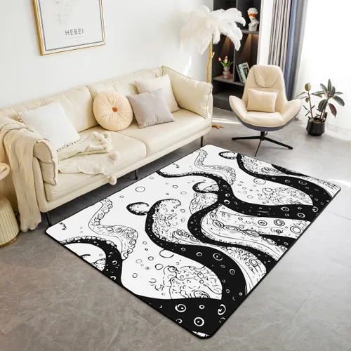 Miniatura 19 de Erosebridal Alfombra de área de cactus para niños y niñas, color negro y gris, alfombra de sala de estar, 3 x 5 pies, alfombra de plantas