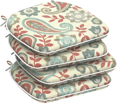 Miniatura 71 de DYTXIII Juego de 2 cojines para sillas de exterior con lazos, almohadillas repelentes al agua para sillas de patio de 17 x 16 pulgadas para muebles