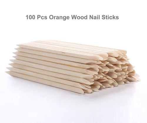 Miniatura 2 de 100 palitos de madera naranja para uñas, removedor de cutículas de doble cara, herramienta de manicura y pedicura para manicura y pedicura