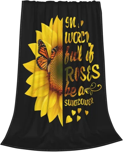 Miniatura 3 de Manta de mariposa de girasol, suave, cálida, ligera, acogedora manta de felpa para cama, sofá, oficina, decoración de regalos para niños y mujeres