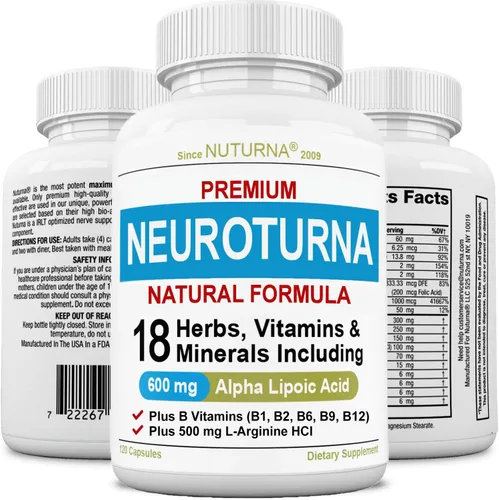 Nuturna Neuroturna Suplemento de apoyo con 600 mg de ácido alfa lipoico puro, fórmula avanzada de ALA para pies, manos, dedos y piernas, vitaminas