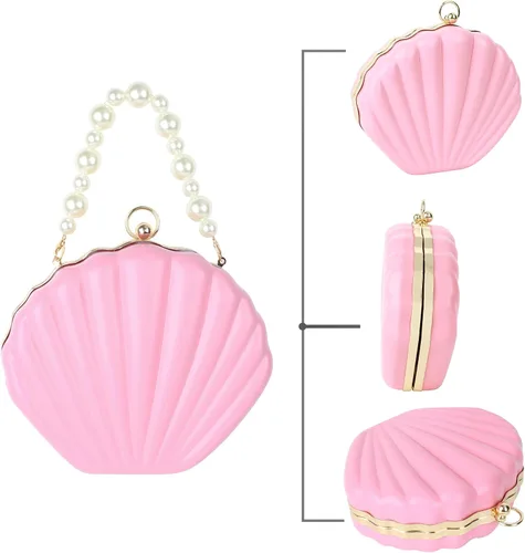 Miniatura 3 de Bolso de noche de concha de mar para mujer, bolso de hombro con correa de cadena de sirena, bolso de mano
