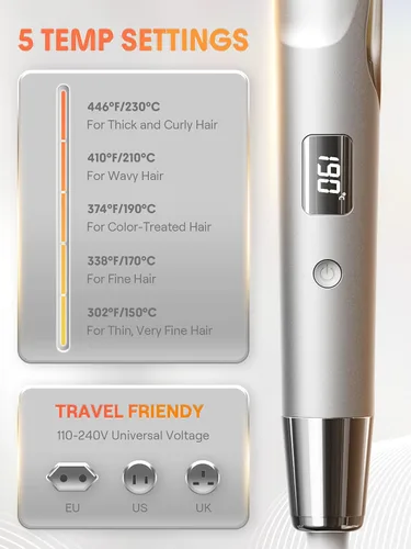 Miniatura 6 de SHEGLAM Plancha plana para alisar el cabello, alisador y rizador de pelo de cerámica 2 en 1, 1 pulgada, calentamiento rápido con pantalla LCD