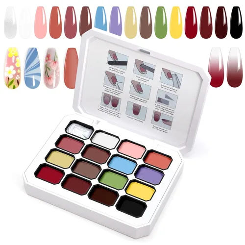 Miniatura 22 de Gel de Pintura con Degradado, 12 Colores Brillantes de Esmalte de Uñas en Gel Ombré para Uñas con Pigmento Pat Aura, Manicura Francesa DIY, Arte