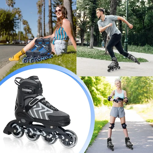 Miniatura 6 de Patines en línea Nattork ajustables para adultos y adolescentes, patines con cuchillas para interior y exterior para niños, principiantes