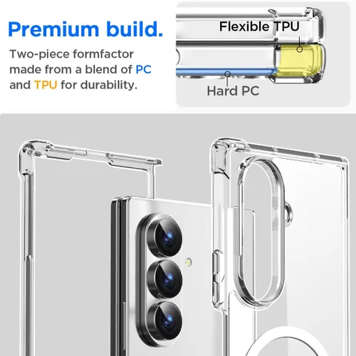 Miniatura 6 de AICase Funda transparente para Samsung Galaxy Z Fold 7, compatible con MagSafe, transparente, protección a prueba de golpes, resistente al