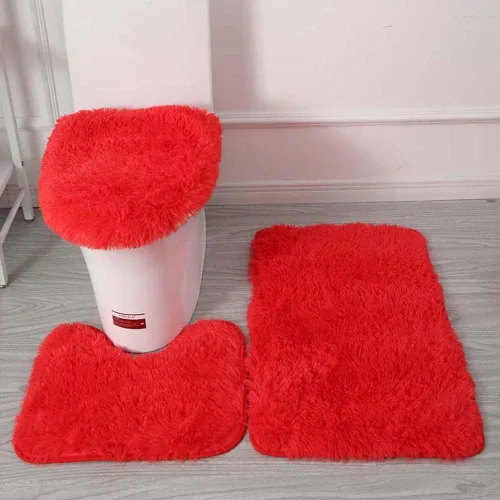 Miniatura 19 de Juego de 3 tapetes de baño para baño, suaves, antideslizantes, suaves, en forma de U, tapete para inodoro, tapete de baño y tapa de inodoro