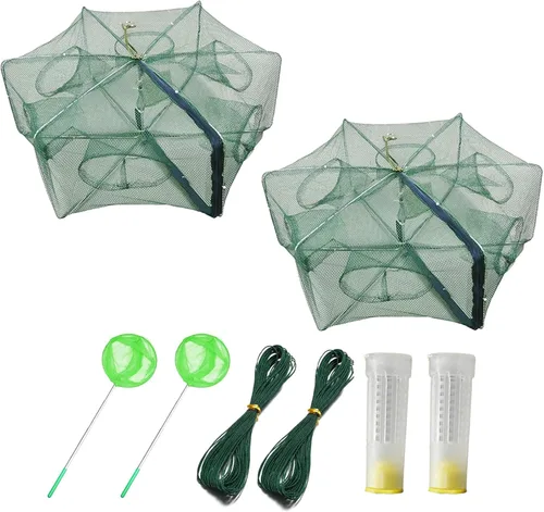 Miniatura 8 de ZffXH 1/2 PCS trampa de cebo de pesca plegable para peces pececillos cangrejo