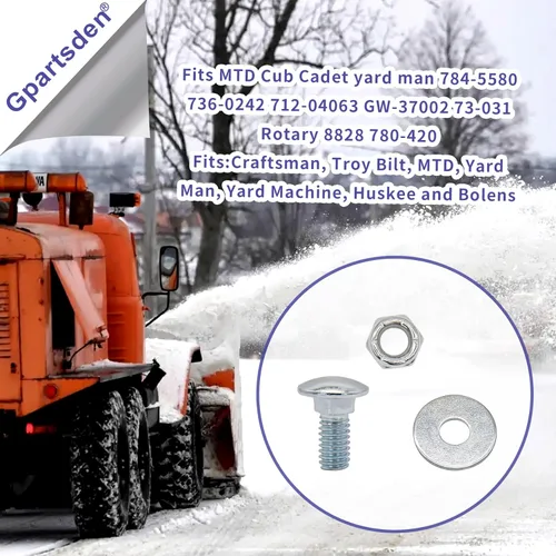 Miniatura 3 de 6PK 710-0451 712-04063 Kit de tuercas y arandelas para zapata deslizante MTD Cub Cadet Yardman 784-5580 736-0242 712-04063 GW-37002 soplador de nieve