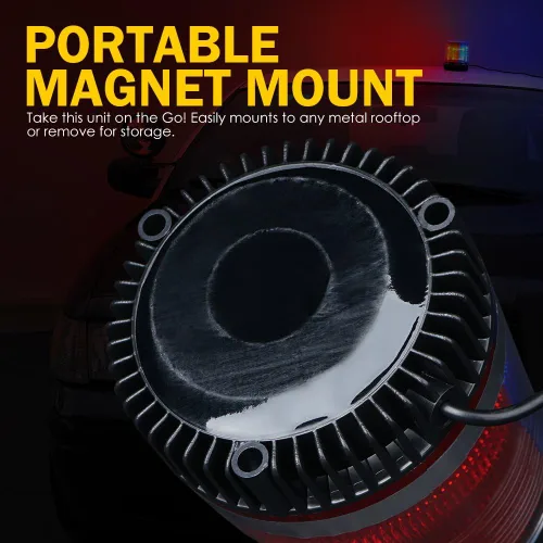 Miniatura 4 de Xprite - Luz de baliza LED roja y azul con base magnética, luces intermitentes de seguridad y advertencia para vehículos de la ley, montacargas