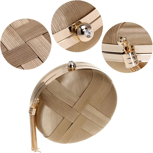 Miniatura 6 de CUCTACBCT Satin Round Clutch Purses for Women Evening Bags Wedding Party Purse Bridal Night Out Handbags