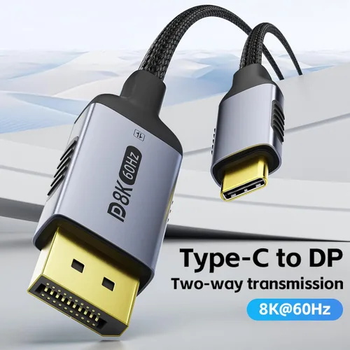 Miniatura 2 de Cable USB C a DisplayPort 1.4 bidireccional de 6.6 pies, 8K a 60 Hz 4K a 240 Hz tipo C a DP (compatible con Thunderbolt 4/3), nailon trenzado