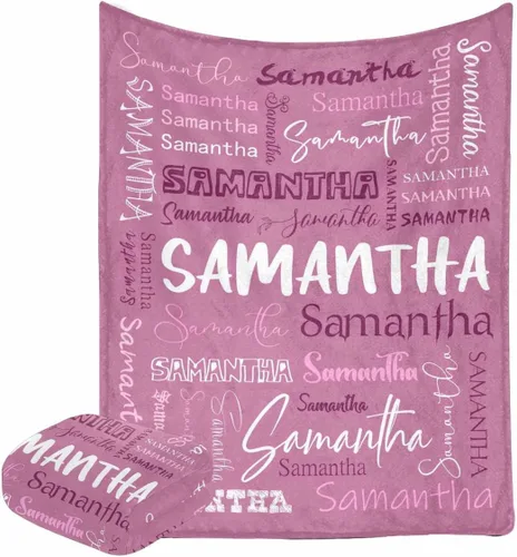 Miniatura 20 de Manta personalizada con nombre con fuente diferente y colorida para niños, mujeres y hombres, divertida decoración personalizada para el hogar, cama