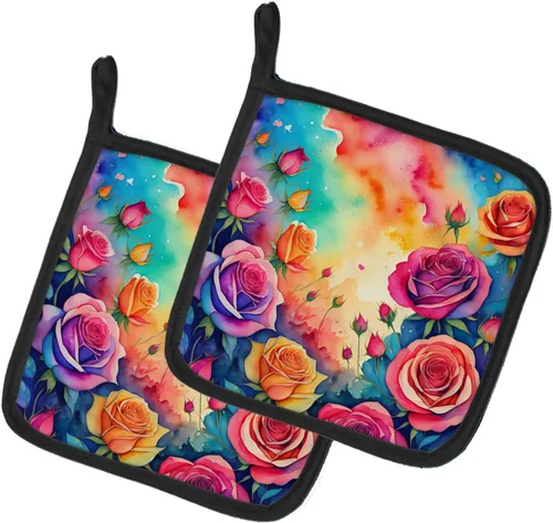 Miniatura 40 de Caroline's Treasures Juego de soportes para ollas de cocina coloridos de Asters, resistentes al calor, almohadillas calientes para cocinar, hornear