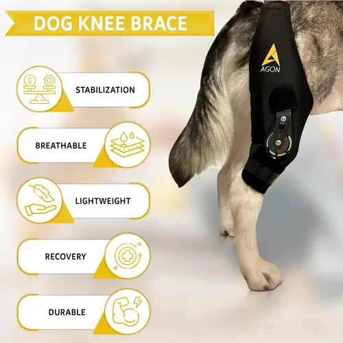 Miniatura 6 de AGON Rodillera para perros – Rodillera profesional para perros con estabilizador de bisagra ajustable – Rodillera de neopreno premium para soporte