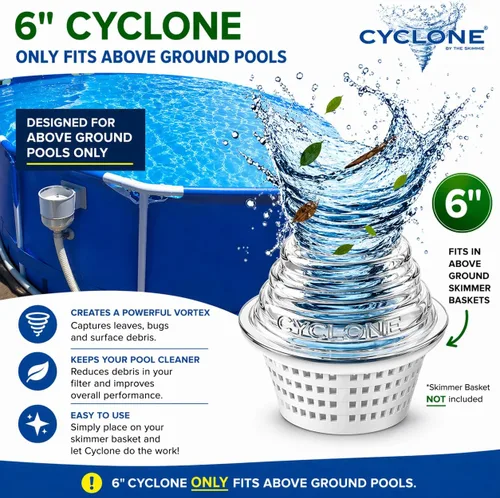 Miniatura 2 de The Skimmie Cyclone 6" (Cesta del skimmer NO incluida) - SOLO para piscinas sobre el suelo - Turboalimenta el flujo de agua del skimmer