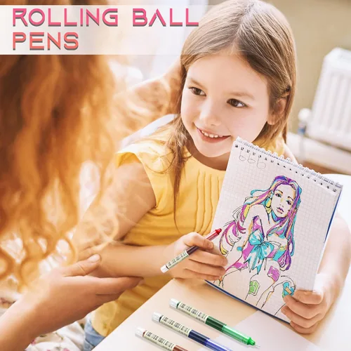 Miniatura 7 de USUAL 24 unidades de bolígrafos de tinta de gel, bolígrafos de tinta líquida, bolígrafos multicolor de 0.5 mm de punta fina, bolígrafos de escritura