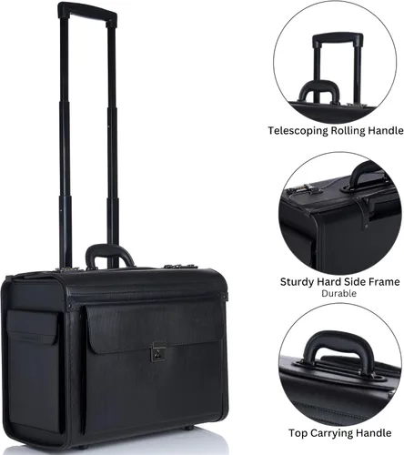 Miniatura 12 de Maletín con ruedas Alpine Swiss para ordenador portátil de 17 pulgadas, portafolio para abogado de tamaño legal, Negro talla única