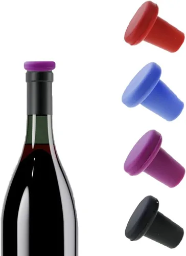 Paquete de 4 tapones de vino selladores de vino a prueba de fugas, reutilizables, corchos de silicona, tapones para bebidas, tapas superiores,