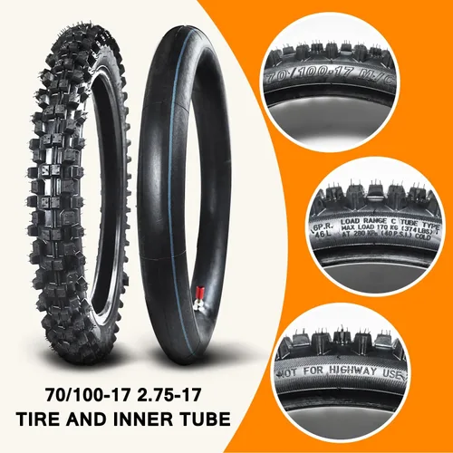 Miniatura 2 de HOLATO Trasero 90/100-14 3.00-14 Delantero 70/100-17 2.75-17 Neumático y Cámara Interior para 110cc 125cc KLX125 KLX140 KX85 TTR125 RM80 TaoTao DB17
