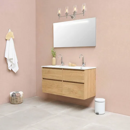Miniatura 7 de Edvivi Lámpara de tocador de baño de 4 luces, níquel cepillado moderno con pantalla de vidrio transparente, lámpara de pared para espejos, cepillado
