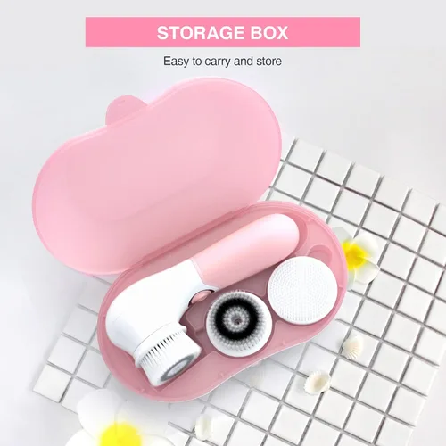 Miniatura 7 de TOUCHBeauty Cepillo giratorio limpiador facial con 3 cabezales de cepillo para exfoliación profunda, limpieza y masaje Rosa