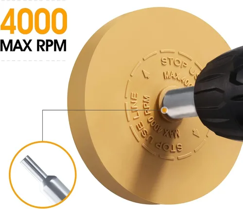 Miniatura 5 de Paquete de 4 Ruedas Eliminadoras de Calcomanías Rueda de Goma para Taladro Elimina Rayas de Automóvil Cintas de Vinilo y Gráficos Kit