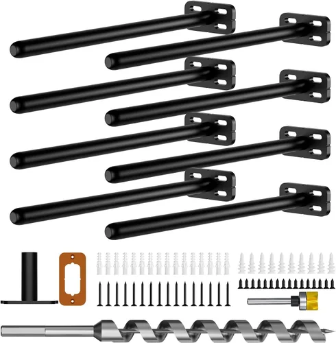 Miniatura 10 de 8 piezas de soportes de estante de pared resistentes para estantes flotantes ocultos, invisibles, negros, soportes de estante decorativos
