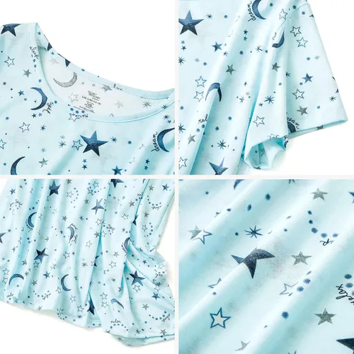 Miniatura 4 de American Trends Camisones para mujer, de algodón, de manga corta, vestido de noche, casual, pijama suave, ropa de dormir