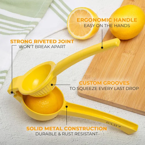 Miniatura 2 de Zulay Kitchen Exprimidor de limón de metal, exprimidor de limón de mano, exprimidor de cítricos fácil de usar, prensa manual para extraer la mayor