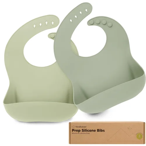 Miniatura 22 de KeaBabies Paquete de 2 baberos de silicona para bebés, niñas y niños, baberos resistentes de grado alimenticio para comer, atrapa alimentos grandes