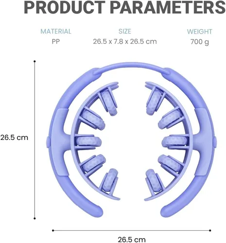 Miniatura 4 de Rodillo de masaje ajustable, rodillo de cuerpo manual envolvente de 360°, 20 nodos texturizados, desmontable, para muslos, pantorrillas, piernas