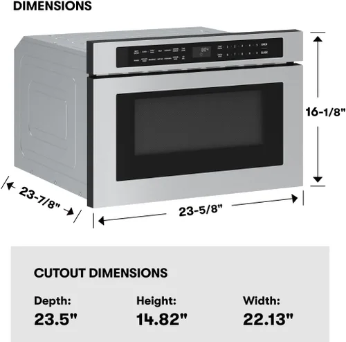 Miniatura 3 de Zephyr Horno Microondas de Cajón Empotrado de 24 pulgadas Bajo Gabinete - Integrado, Montaje en Pared, Cajón de Microondas Extraíble Bajo Mostrador