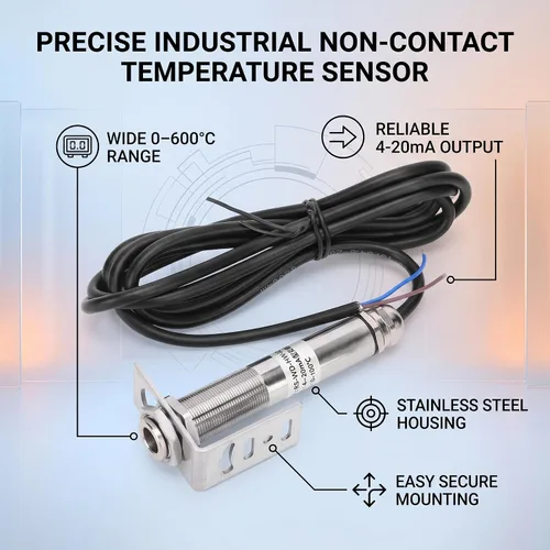 Miniatura 4 de Sensor de temperatura no infrarrojo, sonda de temperatura industrial de acero inoxidable con salida 4-20mA para monitoreo de maquinaria Rango
