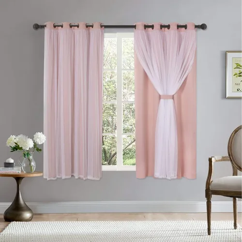 Miniatura 11 de BONZER Cortinas opacas con superposición transparente, mezcla y combina paneles de ventana de doble capa con aislamiento térmico para sala de estar
