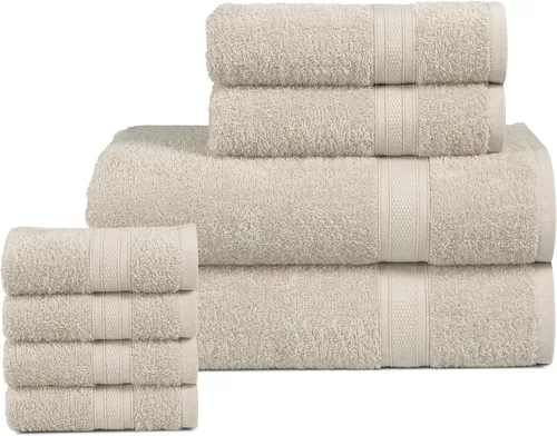 Miniatura 2 de Juego de toallas de 8 piezas ultra suave, 100% algodón puro, 2 toallas de baño grandes de 28 x 56 pulgadas, 2 toallas de mano para baño de 16 x 26