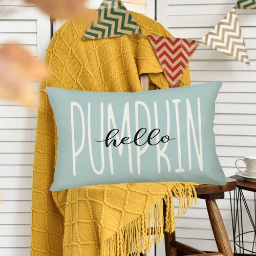 Miniatura 3 de Fukeen Hello Pumpkin - Fundas de almohada lumbar de 12 x 20 pulgadas con saludo de temporada, calabazas de otoño, decoración de granja, fundas