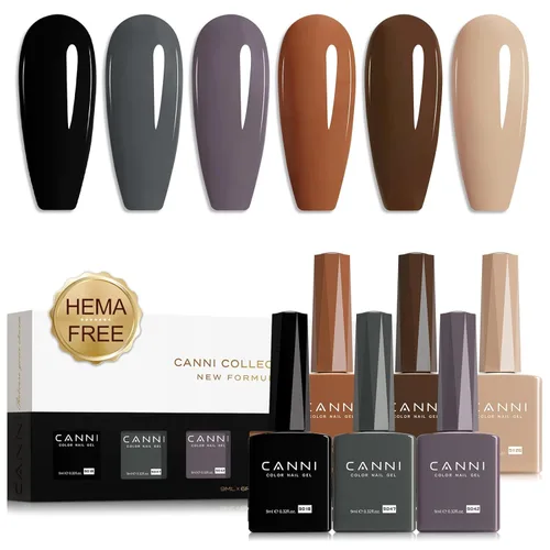 Miniatura 33 de CANNI Kit de esmalte de uñas de gel, 6 colores, rosa nude, 0.3 fl oz, tonos de piel, uñas francesas, marrón neutro, kit de uñas de gel para remojar