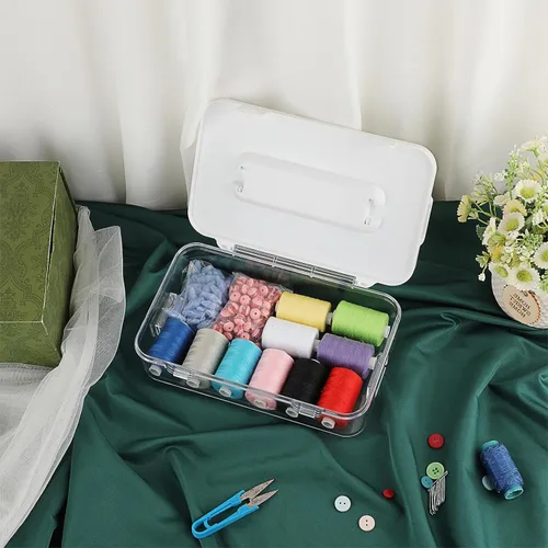 Miniatura 5 de BTSKY Contenedor de plástico transparente con tapa y asa, organizador de manualidades multiusos y caja de almacenamiento, caja de almacenamiento 1