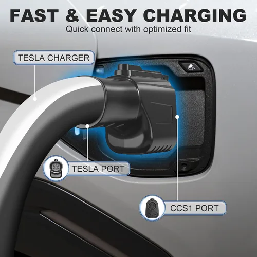 Miniatura 3 de Adaptador NACS a CCS1, adaptador de cargador rápido NACS máximo de 500 A 1000 V, compatible con supercargadores Tesla para CCS1 EVs, certificado ETL